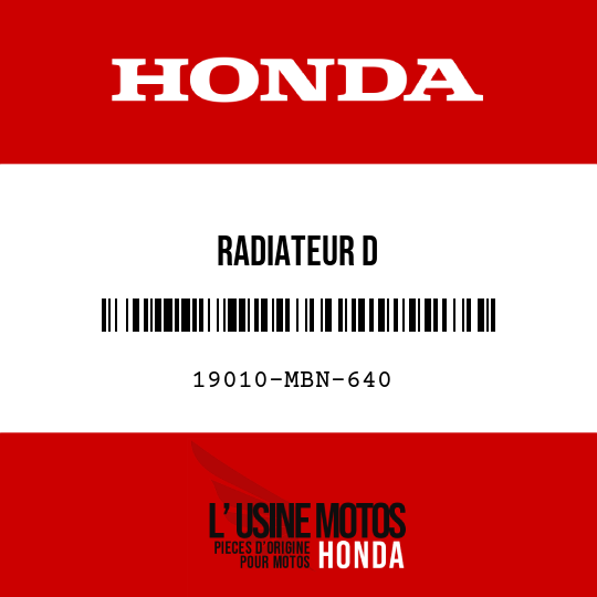 image de 19010-MBN-640 RADIATEUR D