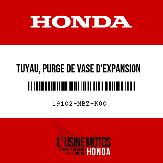image de 19102-MBZ-K00 TUYAU, PURGE DE VASE D'EXPANSION