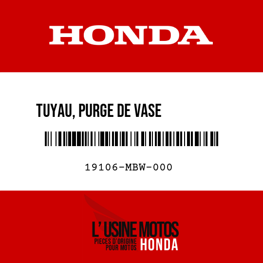 image de 19106-MBW-000 TUYAU, PURGE DE VASE          D'EXPANSION