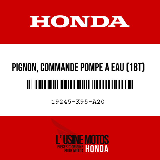 image de 19245-K95-A20 PIGNON, COMMANDE POMPE A EAU (18T)