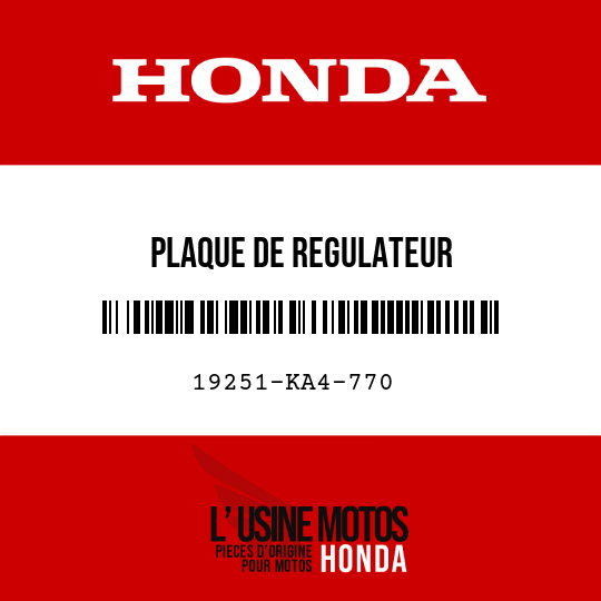 image de 19251-KA4-770 PLAQUE DE REGULATEUR