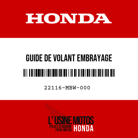 image de 22116-MBW-000 GUIDE DE VOLANT EMBRAYAGE