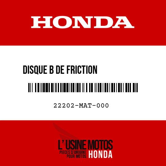 image de 22202-MAT-000 DISQUE B DE FRICTION          D'EMBRAYAGE