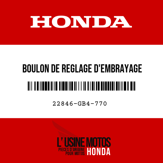 image de 22846-GB4-770 BOULON DE REGLAGE D'EMBRAYAGE