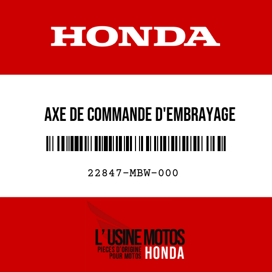 image de 22847-MBW-000 AXE DE COMMANDE D'EMBRAYAGE