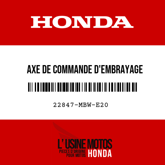 image de 22847-MBW-E20 AXE DE COMMANDE D'EMBRAYAGE