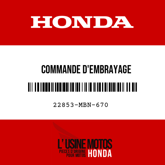 image de 22853-MBN-670 COMMANDE D'EMBRAYAGE