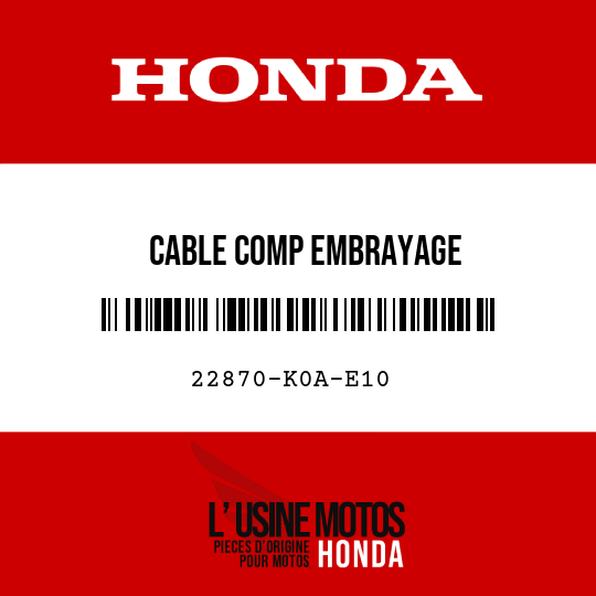 image de 22870-K0A-E10 CABLE COMP EMBRAYAGE