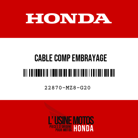 image de 22870-MZ8-G20 CABLE COMP EMBRAYAGE