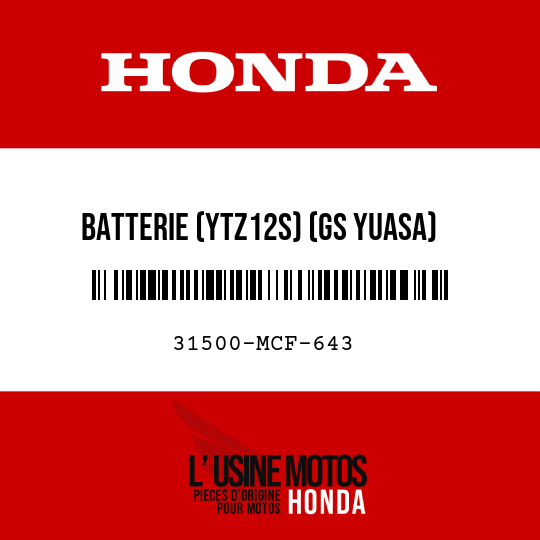 image de 31500-MCF-643 BATTERIE (YTZ12S) (GS YUASA)