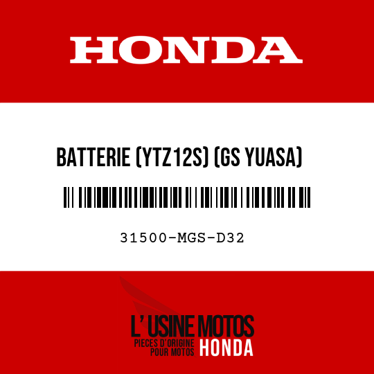 image de 31500-MGS-D32 BATTERIE (YTZ12S) (GS YUASA)