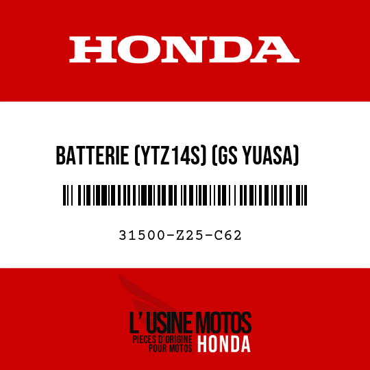 image de 31500-Z25-C62 BATTERIE (YTZ14S) (GS YUASA)