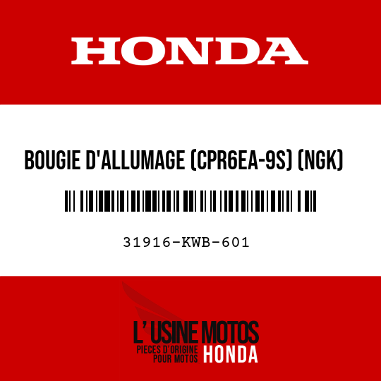image de 31916-KWB-601 BOUGIE D'ALLUMAGE (CPR6EA-9S) (NGK)