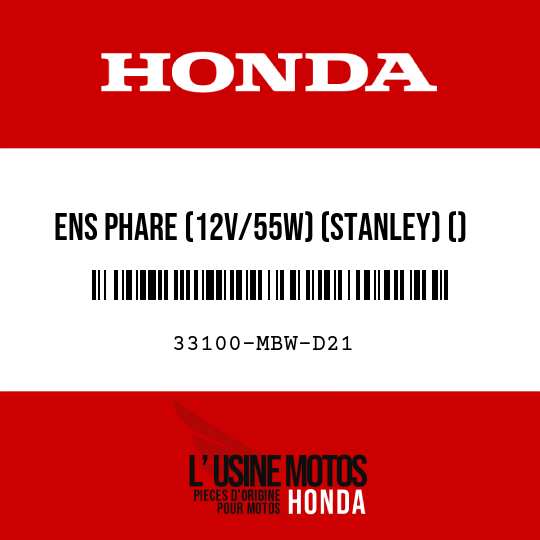 image de 33100-MBW-D21 ENS PHARE (12V/55W) (STANLEY) ()