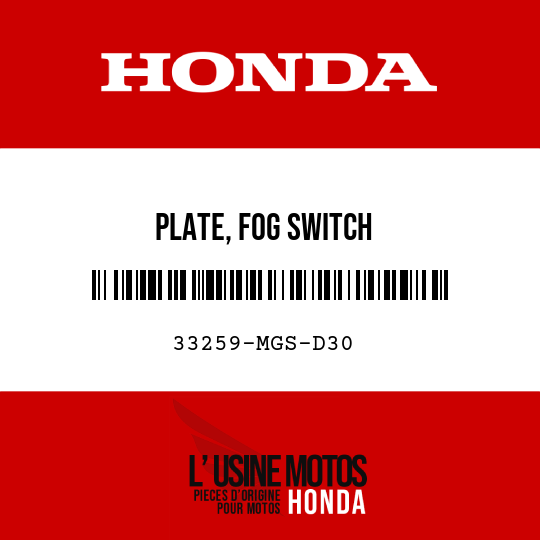 image de 33259-MGS-D30 PLATE, FOG SWITCH