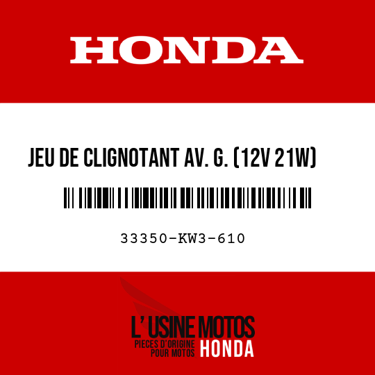 image de 33350-KW3-610 JEU DE CLIGNOTANT AV. G. (12V 21W)