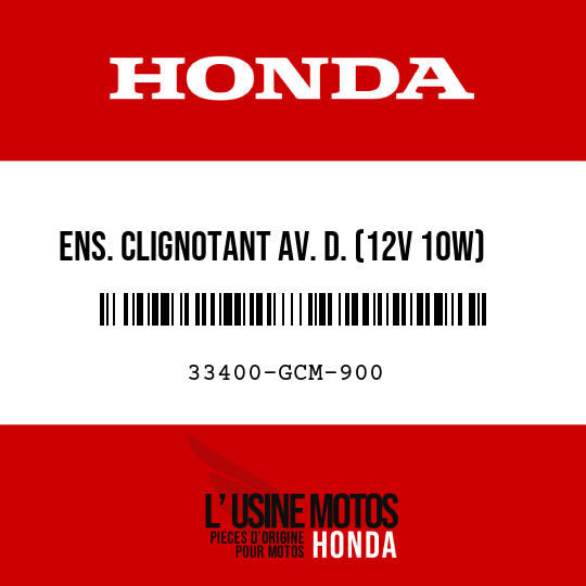 image de 33400-GCM-900 ENS. CLIGNOTANT AV. D. (12V 10W)