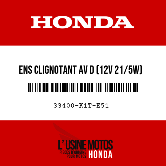 image de 33400-K1T-E51 ENS CLIGNOTANT AV D (12V 21/5W)
