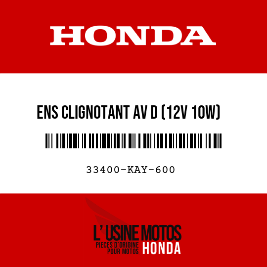 image de 33400-KAY-600 ENS CLIGNOTANT AV D (12V 10W)
