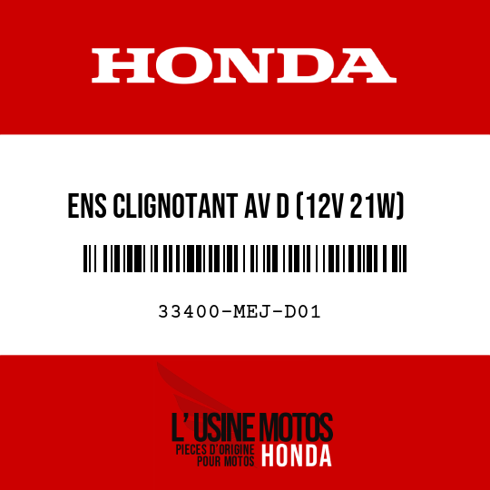 image de 33400-MEJ-D01 ENS CLIGNOTANT AV D (12V 21W)