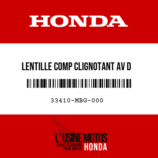 image de 33410-MBG-000 LENTILLE COMP CLIGNOTANT AV D