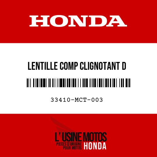 image de 33410-MCT-003 LENTILLE COMP CLIGNOTANT D