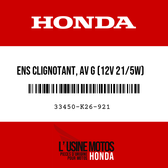 image de 33450-K26-921 ENS CLIGNOTANT, AV G (12V 21/5W)
