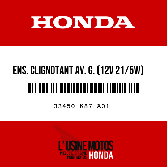 image de 33450-K87-A01 ENS. CLIGNOTANT AV. G. (12V 21/5W)