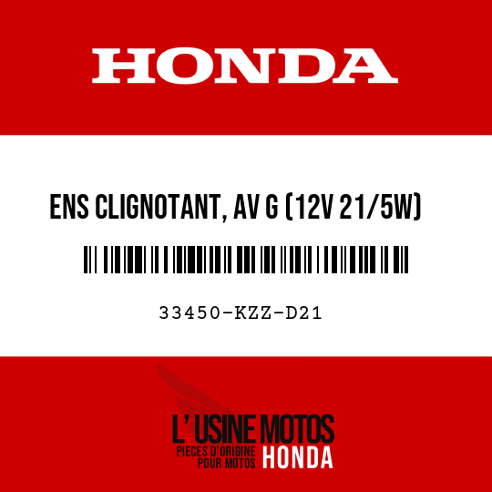 image de 33450-KZZ-D21 ENS CLIGNOTANT, AV G (12V 21/5W)