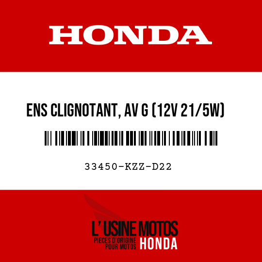 image de 33450-KZZ-D22 ENS CLIGNOTANT, AV G (12V 21/5W)