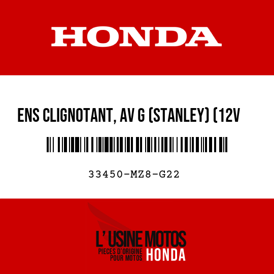 image de 33450-MZ8-G22 ENS CLIGNOTANT, AV G (STANLEY) (12V 21W)