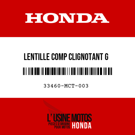 image de 33460-MCT-003 LENTILLE COMP CLIGNOTANT G