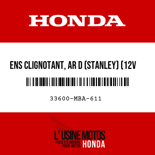 image de 33600-MBA-611 ENS CLIGNOTANT, AR D (STANLEY) (12V 21W)
