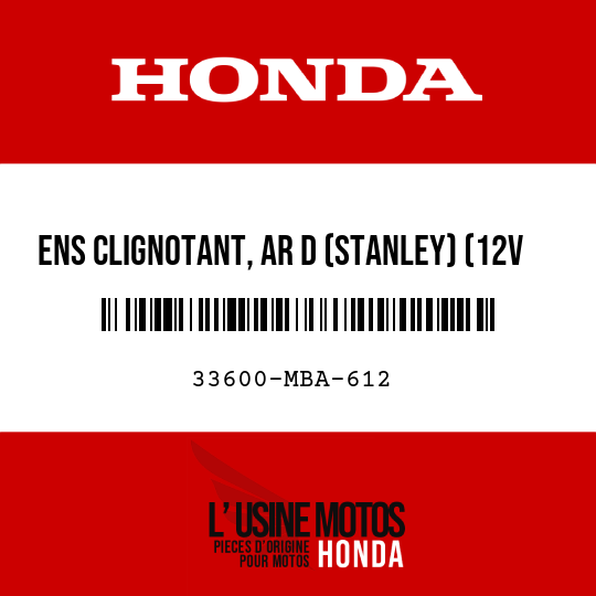image de 33600-MBA-612 ENS CLIGNOTANT, AR D (STANLEY) (12V 21W)