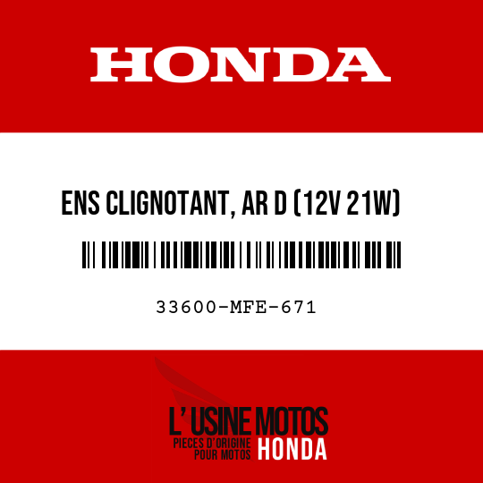 image de 33600-MFE-671 ENS CLIGNOTANT, AR D (12V 21W)