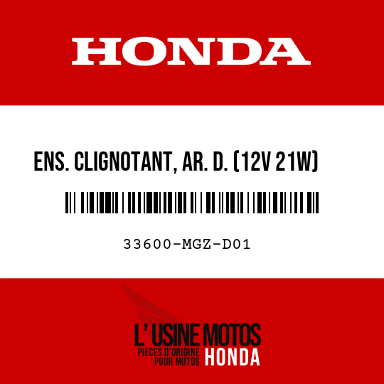 image de 33600-MGZ-D01 ENS. CLIGNOTANT, AR. D. (12V 21W)