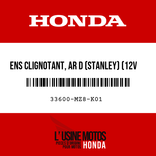 image de 33600-MZ8-K01 ENS CLIGNOTANT, AR D (STANLEY) (12V 21W)