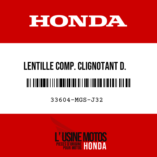image de 33604-MGS-J32 LENTILLE COMP. CLIGNOTANT D.