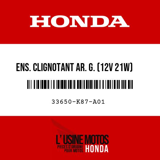 image de 33650-K87-A01 ENS. CLIGNOTANT AR. G. (12V 21W)
