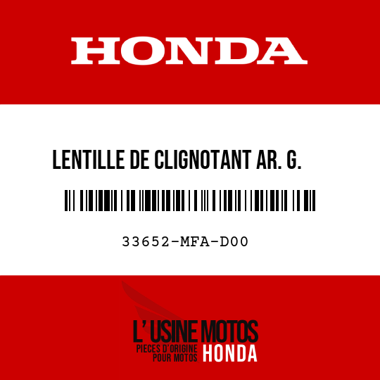 image de 33652-MFA-D00 LENTILLE DE CLIGNOTANT AR. G.