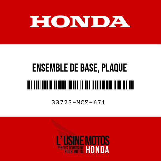 image de 33723-MCZ-671 ENSEMBLE DE BASE, PLAQUE D'IMMATRICULATION