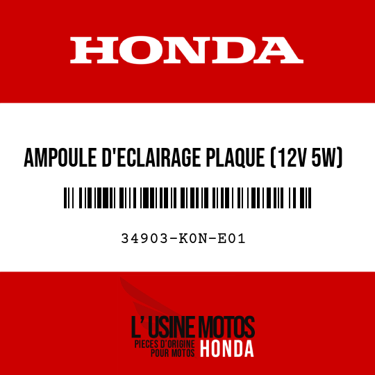image de 34903-K0N-E01 AMPOULE D'ECLAIRAGE PLAQUE (12V 5W) (W5W) (LIFE ELEX)