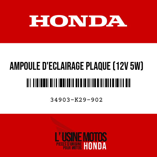 image de 34903-K29-902 AMPOULE D'ECLAIRAGE PLAQUE (12V 5W) (W5W) (LIFE ELEX)