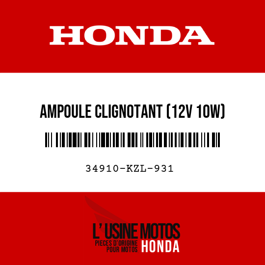 image de 34910-KZL-931 AMPOULE CLIGNOTANT (12V 10W)