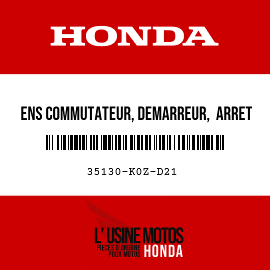 image de 35130-K0Z-D21 ENS COMMUTATEUR, DEMARREUR,  ARRET MOTEUR ET FEU DETRESSE