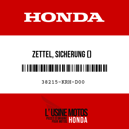 image de 38215-KRH-D00 ZETTEL, SICHERUNG ()