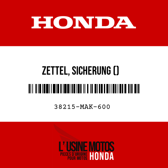 image de 38215-MAK-600 ZETTEL, SICHERUNG ()