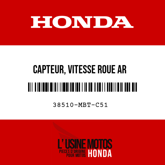 image de 38510-MBT-C51 CAPTEUR, VITESSE ROUE AR