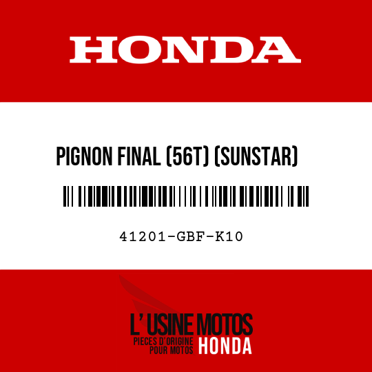 image de 41201-GBF-K10 PIGNON FINAL (56T) (SUNSTAR)