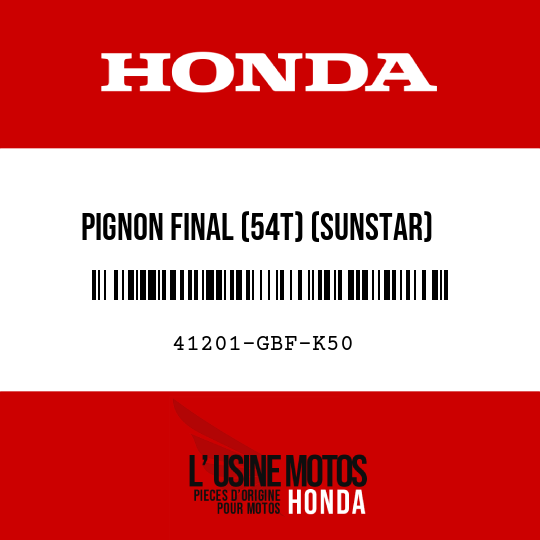 image de 41201-GBF-K50 PIGNON FINAL (54T) (SUNSTAR)